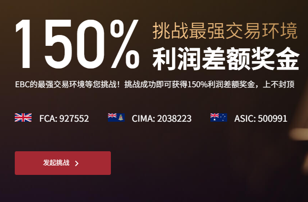 ebc 150% 挑战最强交易环境 利润差额奖金